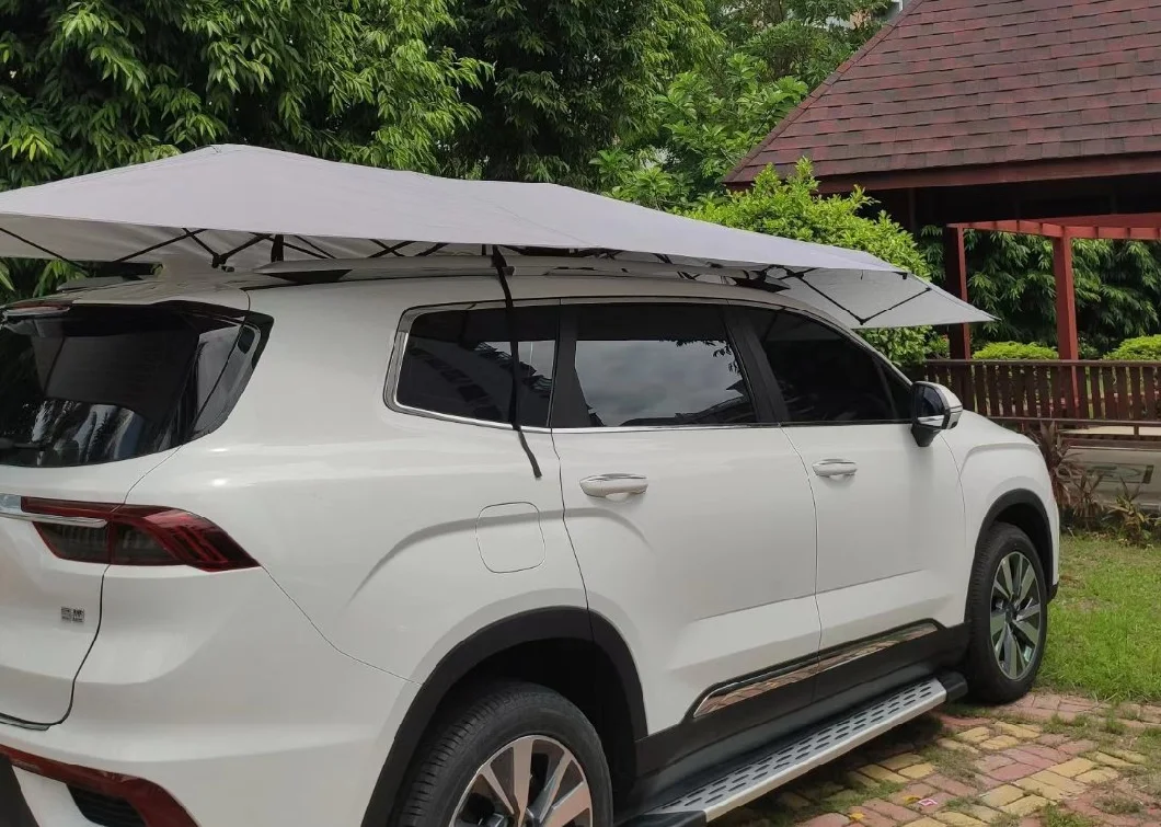 4.6 4.8m 5.2m Newest Fully Automatic Remote Control Outdoor Car Vehicle Tent Umbrella Car Shade Sunshade Cover Outdoor Car Cover